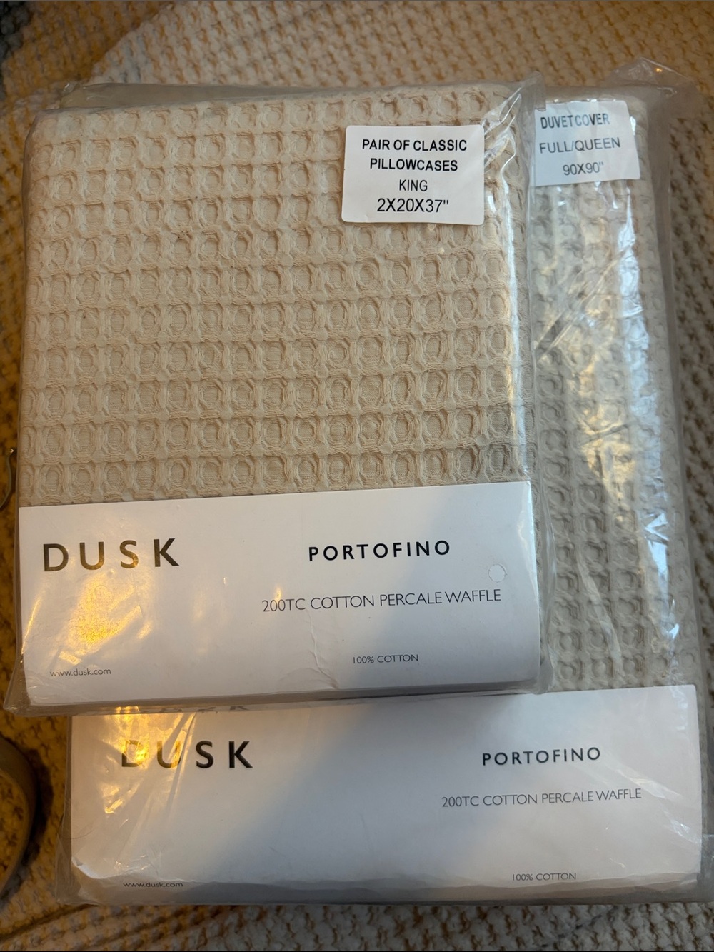 Dusk Portofino Cream Cotton Waffle Duvet Cover
